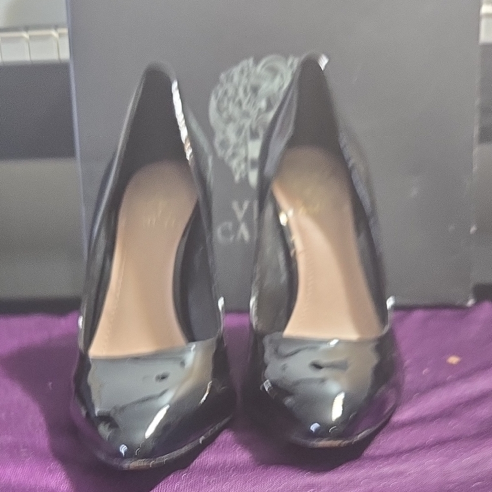 Vince Camuto Black Heels Classic Patent Pumps